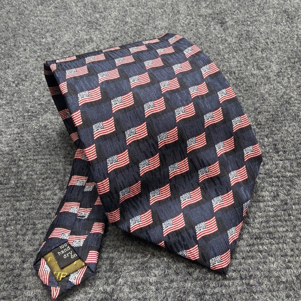 USA Flag Tie Mens Pure 100% Silk Hand Made Patriotic America Office Formal
